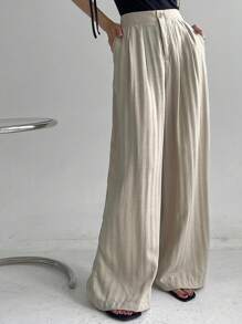 DAZY Women's Loose Pocket Pants, Casual Vacation Wear, Autumn - Light Grey - View 6