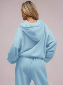 MUSERA Oversized Hoodie Relaxed Fit Dropped Shoulder Sweatshirt Back To School Autumn Winter Cosy Fall  Cute Casual Everyday Y2K Streetwear Capsule Wardrobe - Blue - View 3