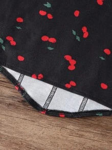 Bộ 2 món áo không tay in họa tiết quả anh đào và quần short thời trang thường ngày cho bé gái tuổi teen - màu đen - Xem 4