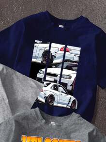 SHEIN 3pcs/Set Teen Boys Casual Costume Tween Street Sporty Collegiate Print Graphic Round Neck Short Sleeve T-Shirts Outfit, Multi Color, Spring/Summer/Autumn - Multicolor - View 6