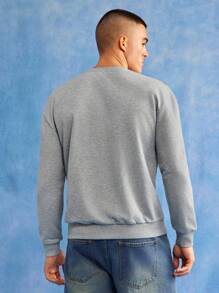 PEPSI X SHEIN 男士休闲日常字母图案圆领运动衫 - 灰色 - 查看 3