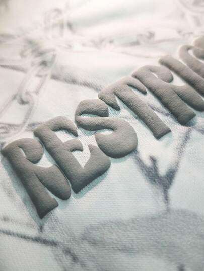 Grunge Punk T-shirt décontracté à manches courtes col rond à imprimé chaîne et slogan pour hommes, polyvalent, pour l'été