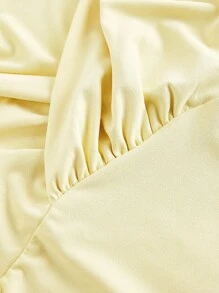 SHEIN MOD 女式方领褶饰修身吊带背心，黄色 - 黃色 - 查看 3