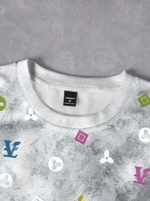 Manfinity Dauomo Men's Letter Print Round Neck Short Sleeve Casual T-Shirt, Summer - White - View 3