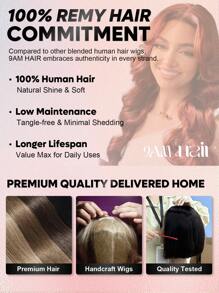 ALL READY WIG 13x4 预全蕾丝前额蜜金色挑染蓬松波浪窗帘刘海假发层次框架脸部预剪预漂白预拔魔法耳片适合所有头型 100% 真人发假发可染色加热 9AM 头发 - S4/27 - 查看 6