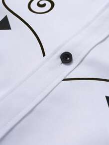 Manfinity Nomadique Camicia casual a maniche lunghe con stampa floreale monopetto in stile western per uomo, camicia western, camicia da cowboy, camicia da uomo western, camicia da rodeo per uomo, camicia da cowboy, camicia da uomo western, camicia bianca da uomo con grafica, autunnale