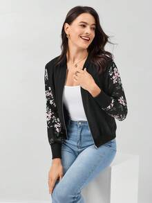 Miaspire Women's Casual Leopard Print Patchwork Jacket, Long Sleeve, Office Wear Women Set, Winter Women Clothes, Fall Women Clothes, Winter Brown Jacket - Black - View 4