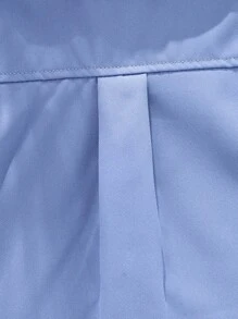 SHEIN 男婴拼色工装口袋短袖衬衫上衣，夏季 - 藍色 - 查看 7