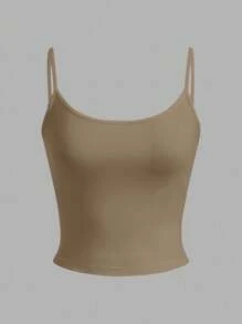 SHEIN EZwear 4 件套女士棕色、卡其色、杏色、白色紧身短款休闲背心，适合夏季 - 彩色 - 查看 5