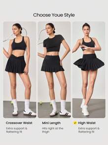 GLOWMODE Falda de tenis con pliegues y control de abdomen, con shorts incorporados y bolsillos laterales, ideal para tenis, golf y uso diario