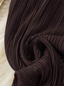 SHEIN Tall Women's Casual Pleated Elastic Waist Wide Leg Pants, Khaki, Spring/Summer Fall Cloth For Women - Brown - View 3