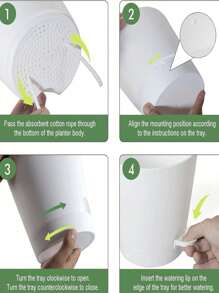 1/5 件多功能自动浇水塑料花盆，适用于桌面花园，懒散自动吸水花盆 - 白色 - 查看 6