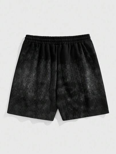 Street Life Men's Loose Drawstring Waist Star Rhinestone Decoration Shorts