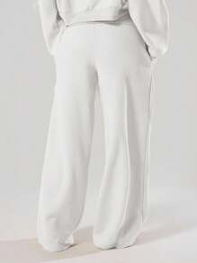 MUSERA Extreme Wide Leg Fold Over Waist Sweatpants Airport Casual Summer Airport Joggers Sweatpants Holiday - White - View 4