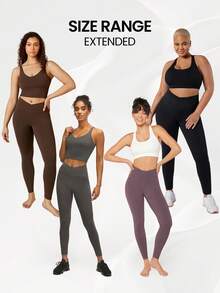 GLOWMODE 24" Featherfit™十字交叉瑜伽褲,奶油般柔軟、高彈性、交叉腰身運動緊身褲 - 淺灰紫 - 查看 9