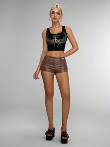 Jeanoix Women's Sexy Solid-Color Low-Waist Shorts, Summer - Brown - View 6