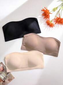 SHEIN 3件套女士加大码无缝简约舒适吊带背心文胸