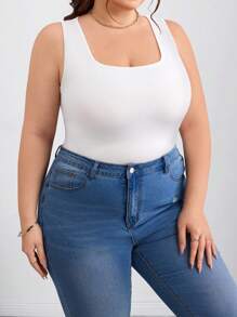 SHEIN CURVE+ Curves 大码/学校服装/返校服装/返校 3 件套大码女式修身吊带背心，百搭款式，用途广泛