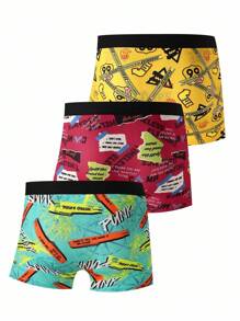 3条装彩色涂鸦花卉图案男士内裤 - 彩色 - 查看 2