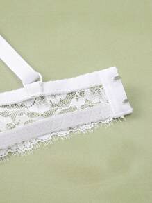 SHEIN Bộ 2 áo ngực ren thêu lãng mạn có gọng, nâng và nâng cao, hỗ trợ cho ngực nhỏ - Đen và trắng - Xem 7