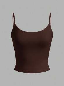 SHEIN EZwear 4 件套女士棕色、卡其色、杏色、白色紧身短款休闲背心，适合夏季 - 彩色 - 查看 3