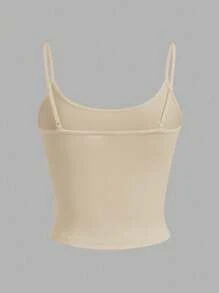 SHEIN EZwear 4 件套女士棕色、卡其色、杏色、白色紧身短款休闲背心，适合夏季 - 彩色 - 查看 8