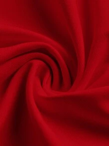 SHEIN MOD 休闲纯黑色/红色女士褶皱腰喇叭中长裙，适合夏季度假、外出和旅行 - 彩色 - 查看 10