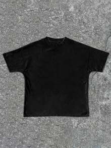 SHEIN Leap Crew Tween Boy Casual Sculpture & Letter Pattern Print Short Sleeve T-Shirt Suitable For Summer - Black - View 2