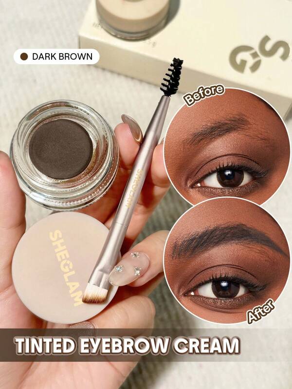 SHEGLAM Boss Brow Waterproof Pomade-Dark Brown Waterproof Eyebrow Cream Highly Pigmented Long Lasting Shaping Filling Eyebrow Makeup With Dual-Ended Brush Christmas Winter Eyebrow Graduation Birthday Holiday Summer Fall Autumn Y2K Fancy Fashion Women Makeup Cosmetic Party Beach Travel Camping Outdoors School Campus Trip Festivals Decor Gift Present Rose Girl Cosplay Best Color Charm Vibe