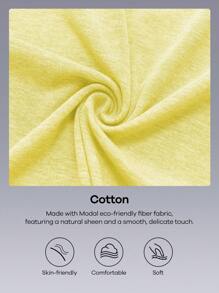 Menodora SHEIN Sport Cloudkiss 20%Cotton Women's Casual Solid Color Woven Low Waist Straight Leg Pants - Butter Yellow - View 3