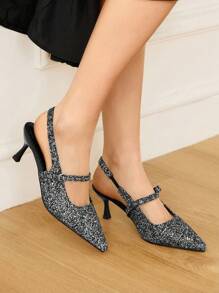 CUCCOO HITCHD Women's Fashion Red Strap Pointed Toe High Heels - Black - View 6