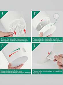 1/5 件多功能自动浇水塑料花盆，适用于桌面花园，懒散自动吸水花盆 - 白色 - 查看 3