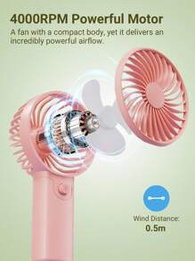 Teckwe Portable Fan Handheld Fan Personal Battery Operated Fan Electric Mini Fan For Stylish Women Girls Makeup Office Travel Camping Indoor Outdoor Back To School Holiday Vacation Summer Essentials, Pink - Pink - View 3