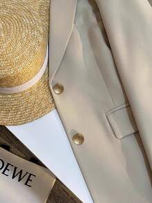 Franclia Jaqueta Casual Nova de Primavera e Outono, Cor Creme, Roupa Feminina, Blazer Fino de Cor Sólida de Primavera e Outono - Damasco - Visão 5