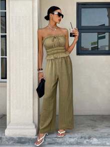 Siren Gaze Conjunto de top tubo y pantalones a rayas para mujer, de verano