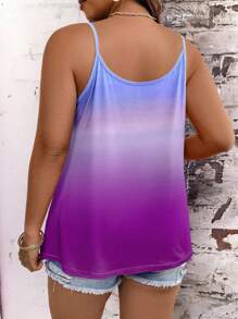 SHEIN LUNE 大码女式休闲渐变色印花链条肩带吊带背心 - 紫色 - 查看 2