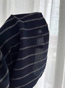 Elamini 女士休闲条纹宽松通勤裤，百搭日常穿着，学院风 - 藏蓝色 - 查看 6