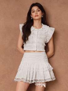 Savoree Elegant High Waist Tulle Ballet Style Skirt