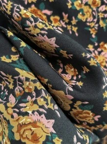 Breezaya 女式度假风格蝴蝶结腰带碎花修身连体裤 - 黑色 - 查看 7