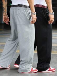 Manfinity EMRG Quần nỉ rộng rãi cạp chun chắp vá cho nam trẻ - Nhiều màu - Xem 2