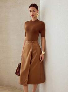 MOTF PREMIUM Falda envolvente de cintura con anillo sólido