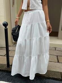 MainGRL 女士休闲度假多层蛋糕裙，适合夏季 - 白色 - 查看 4