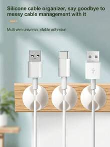 3pcs Desktop Cable Organizer Clips For Data/Earphone/Charging Cable Management, Bedside Cable Holder Back To School