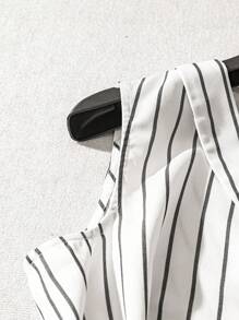 Franclia UrbanVibes 女士时尚条纹无袖上衣和阔腿裤套装，通勤装，黑白条纹连体裤，条纹两件套，条纹裤装，大学校园服装 - 彩色 - 查看 5