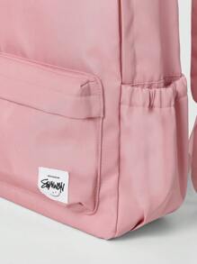 SUMWON 儿童经典学校背包日常学生背包旅行书包轻便耐用防水校园书包带侧袋 - 藕粉色 - 查看 5
