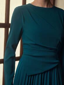 ZEYLAH Robe élégante de couleur unie avec ourlet plissé pour femmes