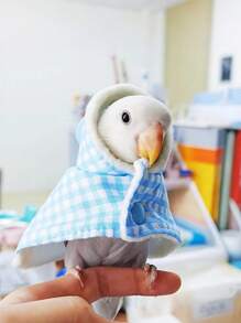 1 件鹦鹉斗篷，加厚鸟格纹斗篷服装，带老虎牡丹图案，保暖外套 - 藍色 - 查看 8