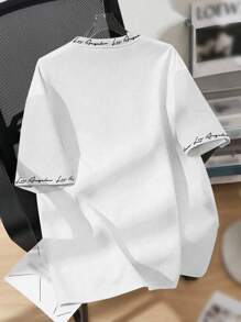 SHEIN Leap Crew Tween Boys' Casual Simple Letter Graphic Short Sleeve Round Neck T-Shirt, Suitable For Summer - White - View 4