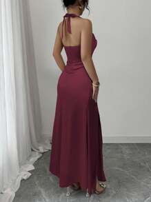 Rafferiza Elegant Champagne Color Bodycon Cami Dress With Slit On Side, Stretchy Sateen Material Summer Dress