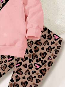 2pcs Girl Casual Crew Neck Long Sleeve Sweatshirt And Leggings Set, Suitable For Autumn And Winter - Multicolor - View 4